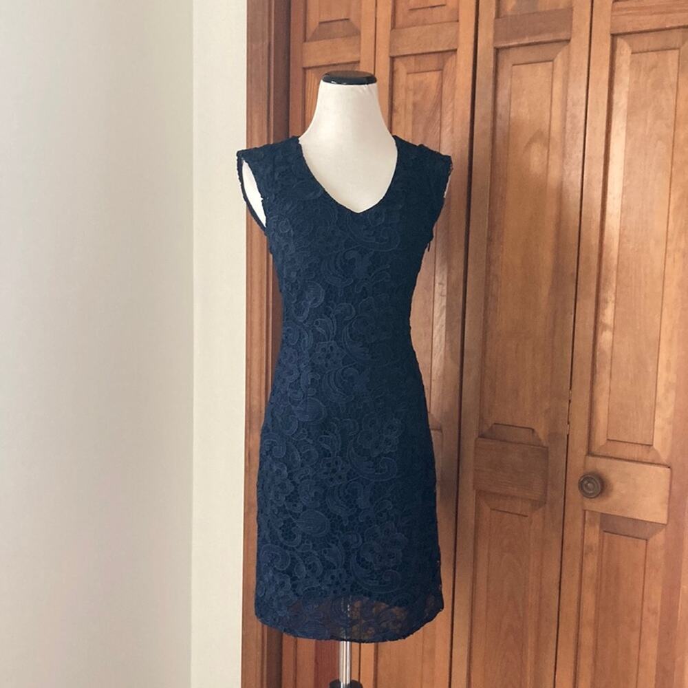 MM Couture by Miss Me Navy Blue Lace Sheath Dress, Size XS